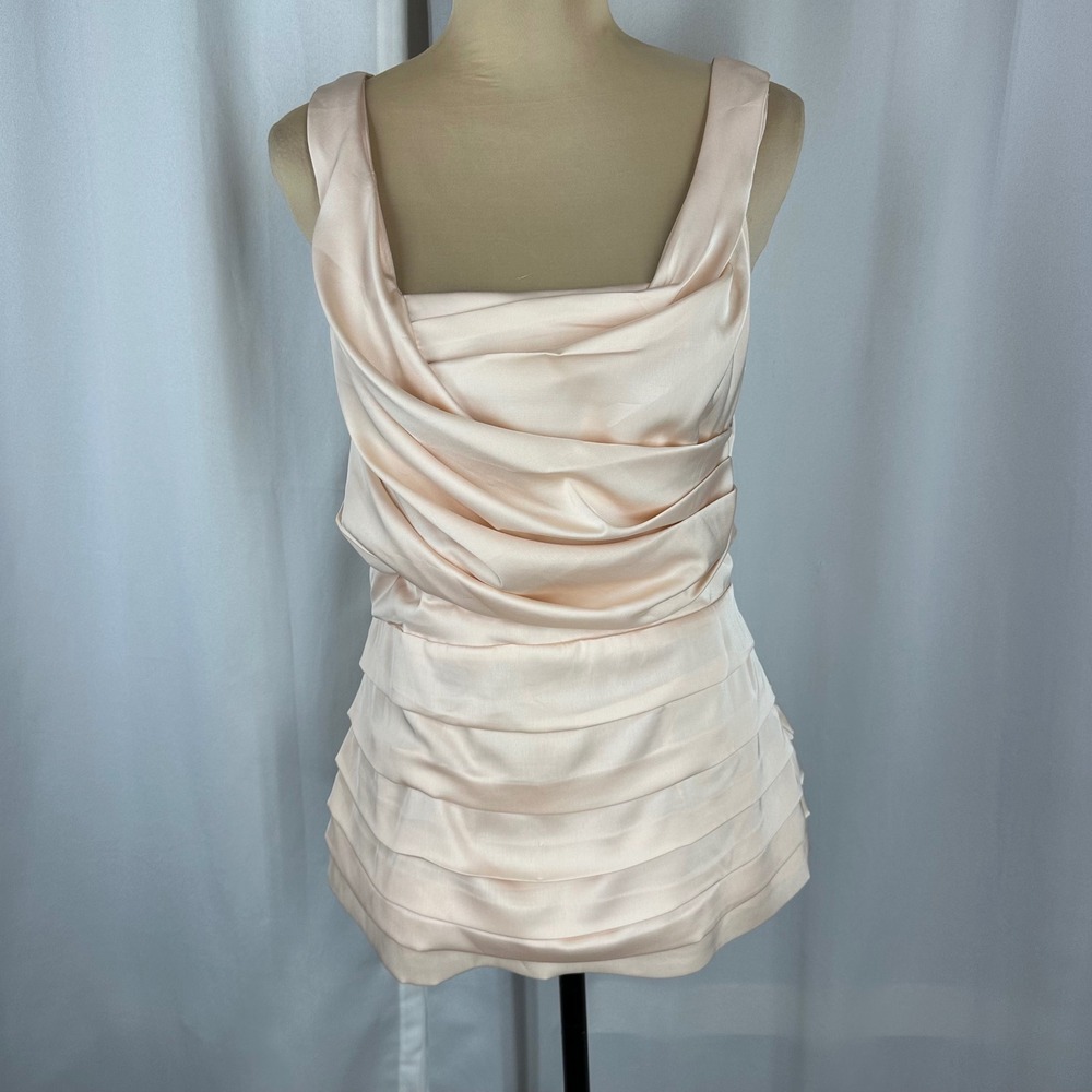 Express Blush Pink Satin Draped Ruched Sleeveless Top Size M